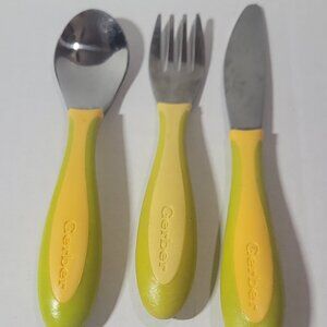 Flatware Set 3-Piece Toddler Baby GERBER Stainless Fork Spoon Knife